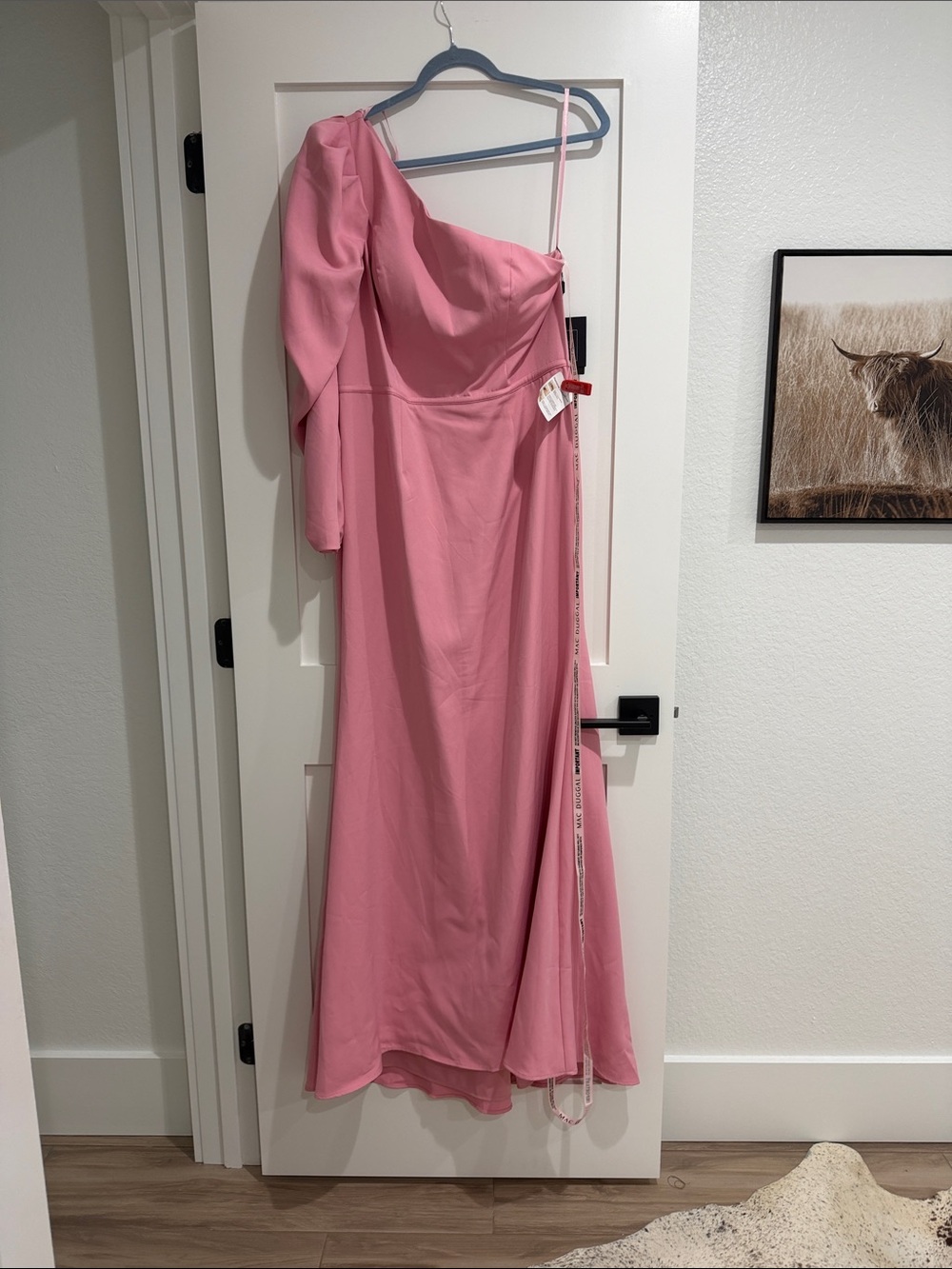 Asymmetric One-Shoulder Pink Evening Gown